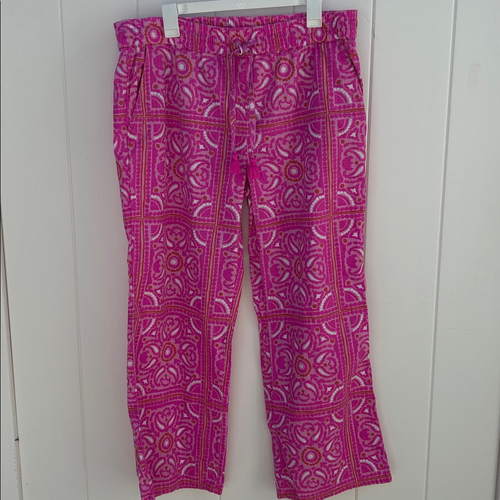 Vineyard Vines Tile Medallion Print wide leg draw string pants size Large